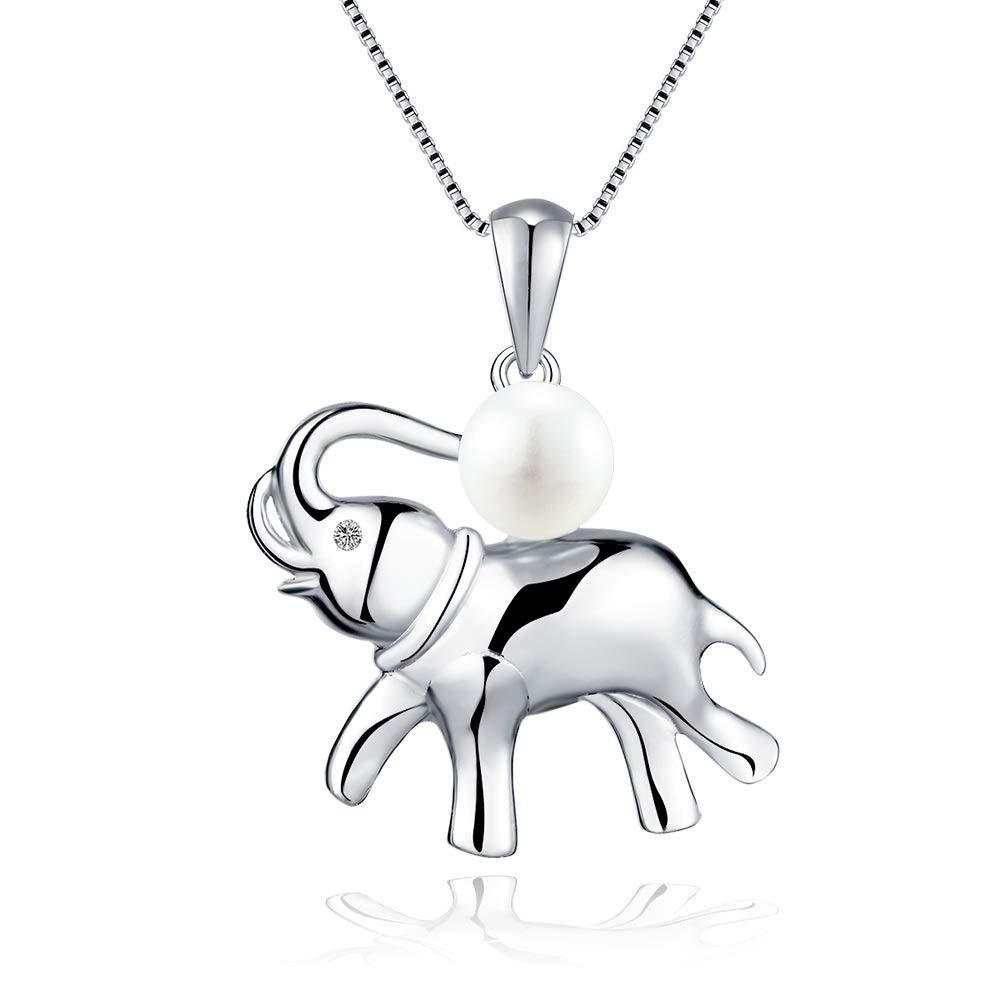925 Sterling Silver Elephant Design White Pearl Pendants for DIY Necklace Jewelry Making