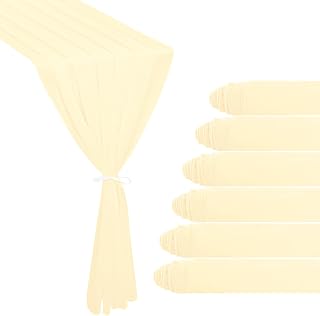 6 Pack 10Ft Beige Chiffon Table Runner 29x120 Inches Sheer Fabric Table Runner Romantic Wedding Runner for Bridal Baby Shower Birthday Party Cake Table Decor(Beige)