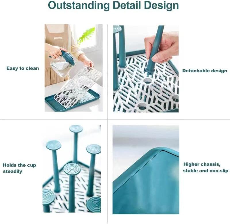 Miniatura 3 de 2 en 1 Tabla de drenaje para encimera de cocina, estante de secado de tazas y tazas, escurridor de platos de cocina con escurridor perfecto para