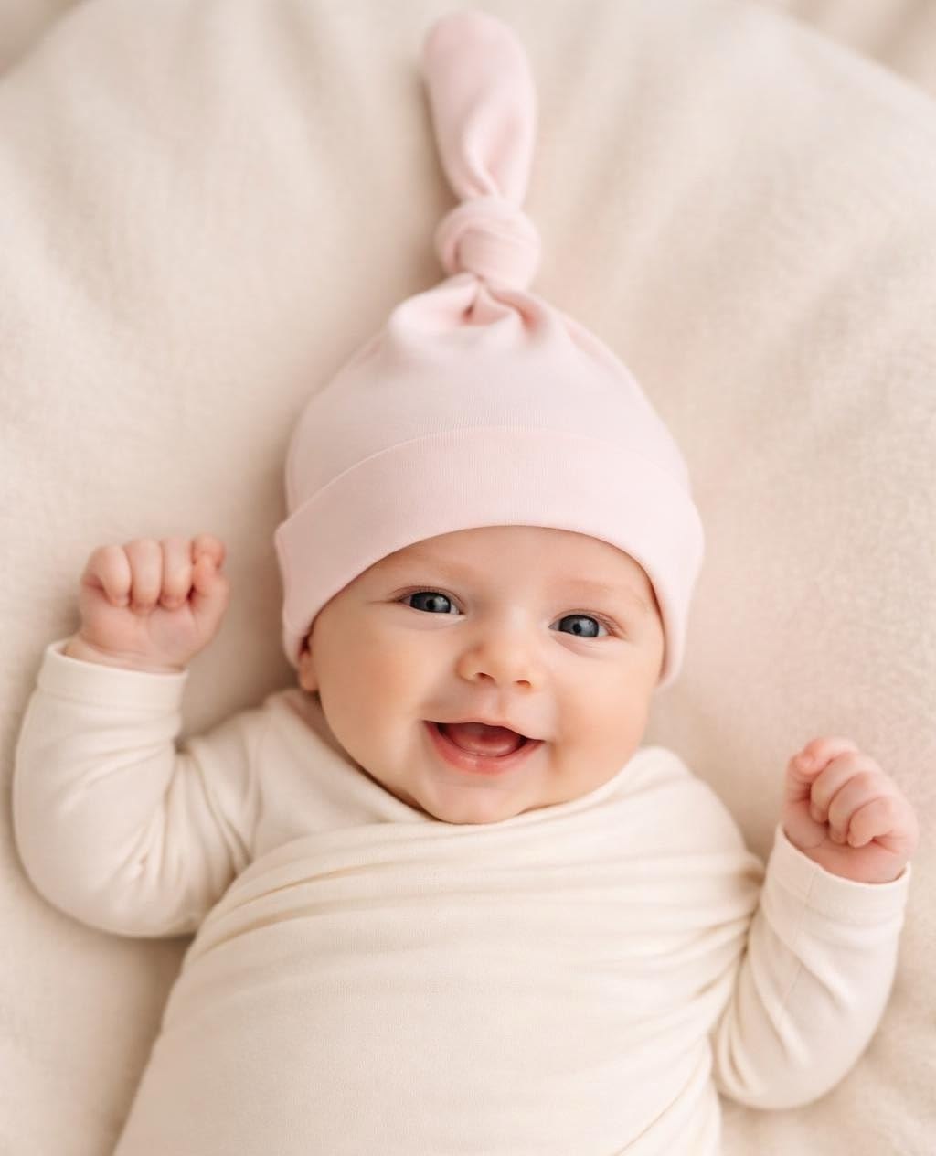 Newborn Baby Hat 0–6 Months – Soft Cotton Baby Beanie with Knotted Top, Infant Hospital Hat for Baby Girls & Boys (1 Pack)