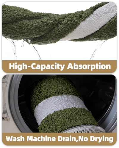 Image of Color&Geometry Mini Green Bathroom Rugs 24x16, Extra Soft Absorbent Microfiber Bath Rug, Non-Slip Bathroom mat, Washable Plush Bath Mats for Bathroom, Shower, Bathtub, Laundry, Small, Olive Green