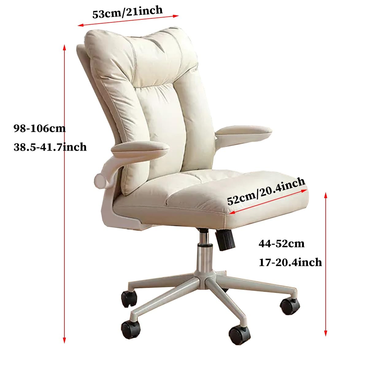 Sedia Da Ufficio Ergonomica Sedia Da Scrivania Sedia Da Computer Regolabile Sedie Da Lavoro Girevole Con Bracciolo Ribaltabile, Regolazione Dello Schienale Per L'ufficio Di Casa ( Color : /Beige )