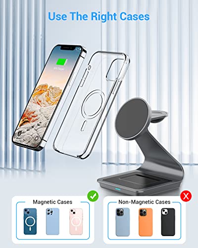 3 In 1 Wireless Charger For Magsafe, Aluminum Alloy Wireless Charging Station, Compatible With Iphone 14/13/12, Apple Watch, Airpods Pro/3/2 (Cable And Adapter Included) Space Grey #TOP5