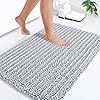 Arotive Luxury Chenille Bathroom Rug Mat, Extra Soft Thick Absorbent Shaggy Bath Rugs, Non-Slip Machine Wash Dry Plush Bath Mats for Bathroom, Shower, and Tub (24"x16", Light Grey)