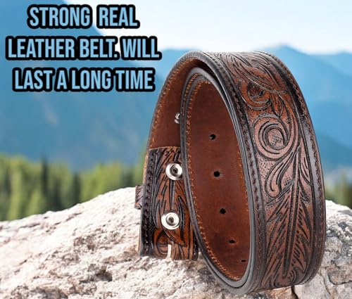 Image of F&L CLASSIC Western Belt without buckle for men - Full Grain Leather Cowboy Belts for jeans - One Piece Leather strap belt
