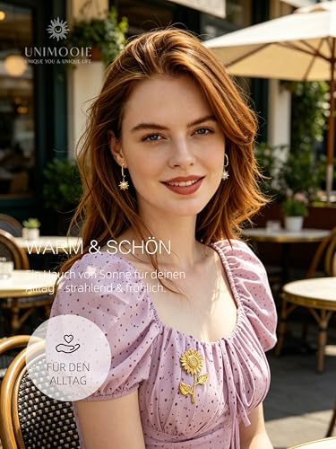 Broche de girasol para mujer con relieve sutil y acabado mate 7
