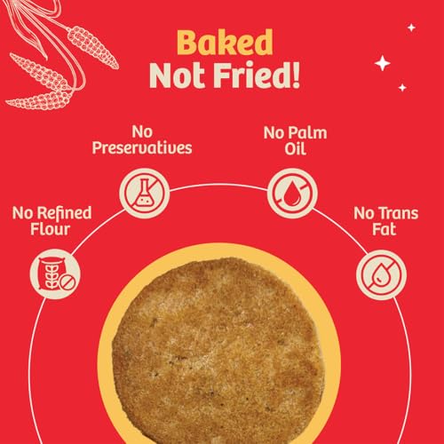 Image of NAARIO Baked Bhakri Peri Peri Healthy Snack | High-Fibre, Whole Wheat Baked Bhakhri Spicy Flavour | Perfect for Guilt-Free Munching | 100g Pack of 1