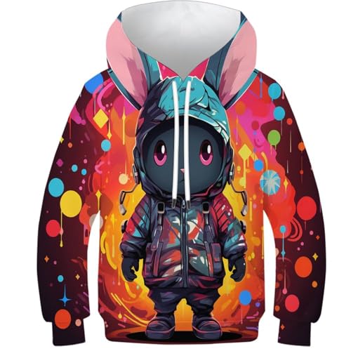 Sweat à capuche enfant Le Lapin imprimé 3D pour ado fille et garçon 10-12 ans