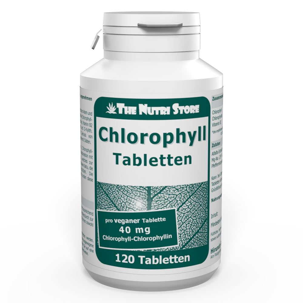 The Nutri Store - Chlorophyll Tabletten vegan - 120 Stück - mit Pfefferminz & Petersilie - 1 Monatsvorrat - Made in Germany