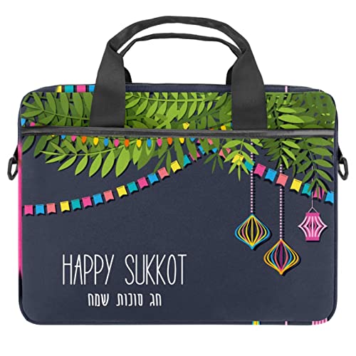 Sacoche à bandoulière pour ordinateur portable 13 à 14.5 pouces imprimé Happy Sukkot multicolore