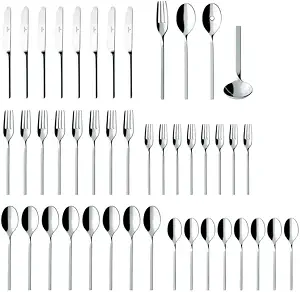 Villeroy & Boch New Wave 64 Piece Flatware, Sleek, Modern Design, 18/10 Stainless Steel, Service for 12
