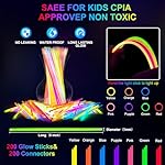 282 PCS Glow in the Dark Party Supplies, 18 Foam Sticks, 18 LED Glasses, 200 Glow Sticks, 30 Finger Lights, 8 Bunny Ear Headband and 8 LED Cat Ear Headband for Wedding,Birthday,Concert,New Year - Image 5