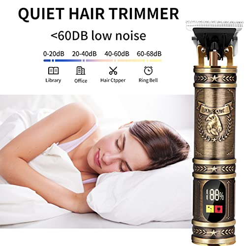 Hair Clippers Profesional, Hair Trimmer T Outliner For Men Waterproof T Liner Edgers Zero Gapped Clippers For Hair Cutting With Led Display With 4 Combs #TOP5