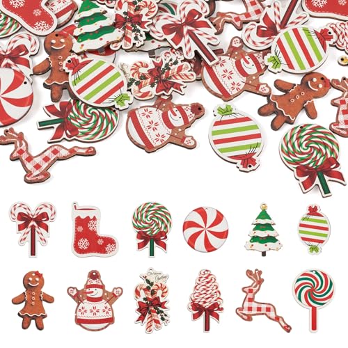 Breloques de Noël en bois anti-lourdeur pour confectionner bijoux et travaux manuels