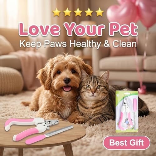 BAUCH Cortauñas Perro con Lima de Uñas Rosa, Cortador Uñas Perro Profesional en Acero Inoxidable para Perros & Gatos, Agarre Antideslizante & Protección contra Corte Excesivo - imagen 6