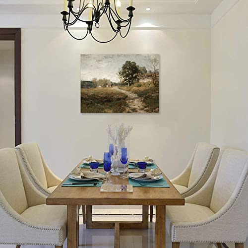 Canvas Wall Art Vintage Wall Decor Country Road Oil Painting Poster For Room Aesthetic Farmhouse Wall Decor Aesthetic Vintage Wall Art For Living Room Bedroom Home Office(Village, 12X16 Inch) #TOP2