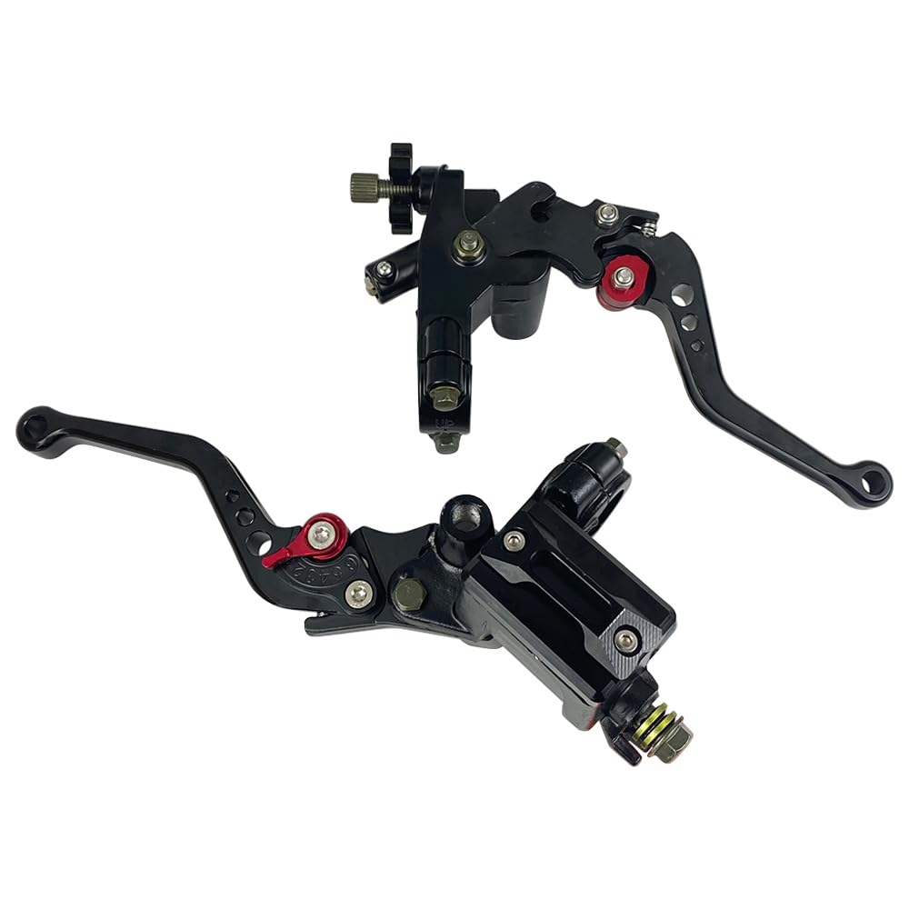 Upgrade 7/8" 22mm Universale Pompa Cilindro Maestro Freno Leva frizione Sinistra Destra Set Compatibile con Polaris Yama-ha Suzuki Honda Kawa-saki Moto (Nero)