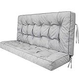 Gartenbankauflage mit Rückenstütze für Schaukel & Stuhl - Outdoor Sitzkissen für Terrasse Fell bequem & witterungsbeständig