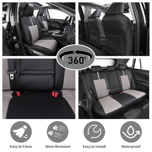 Image of EKR Rav4 Seat Covers Custom Fit for Toyota Rav4 (Hybrid) Woodland /Limited 2026, Leather Car Seat Cover Full Set for SUV,Faux Leather(Black+Light Gray-1)