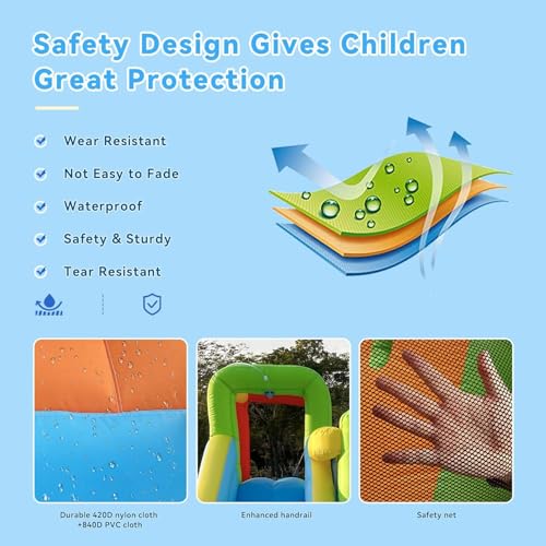 FBSPORT Inflatable Bounce House Water Slide, Bounce House for Kids Indoor Outdoor Bouncy House with 550W Blower, Bounce Castle with Slide Ball Shooting, Water Gun, Splash Pool, Bounce Area, Hose - image 7
