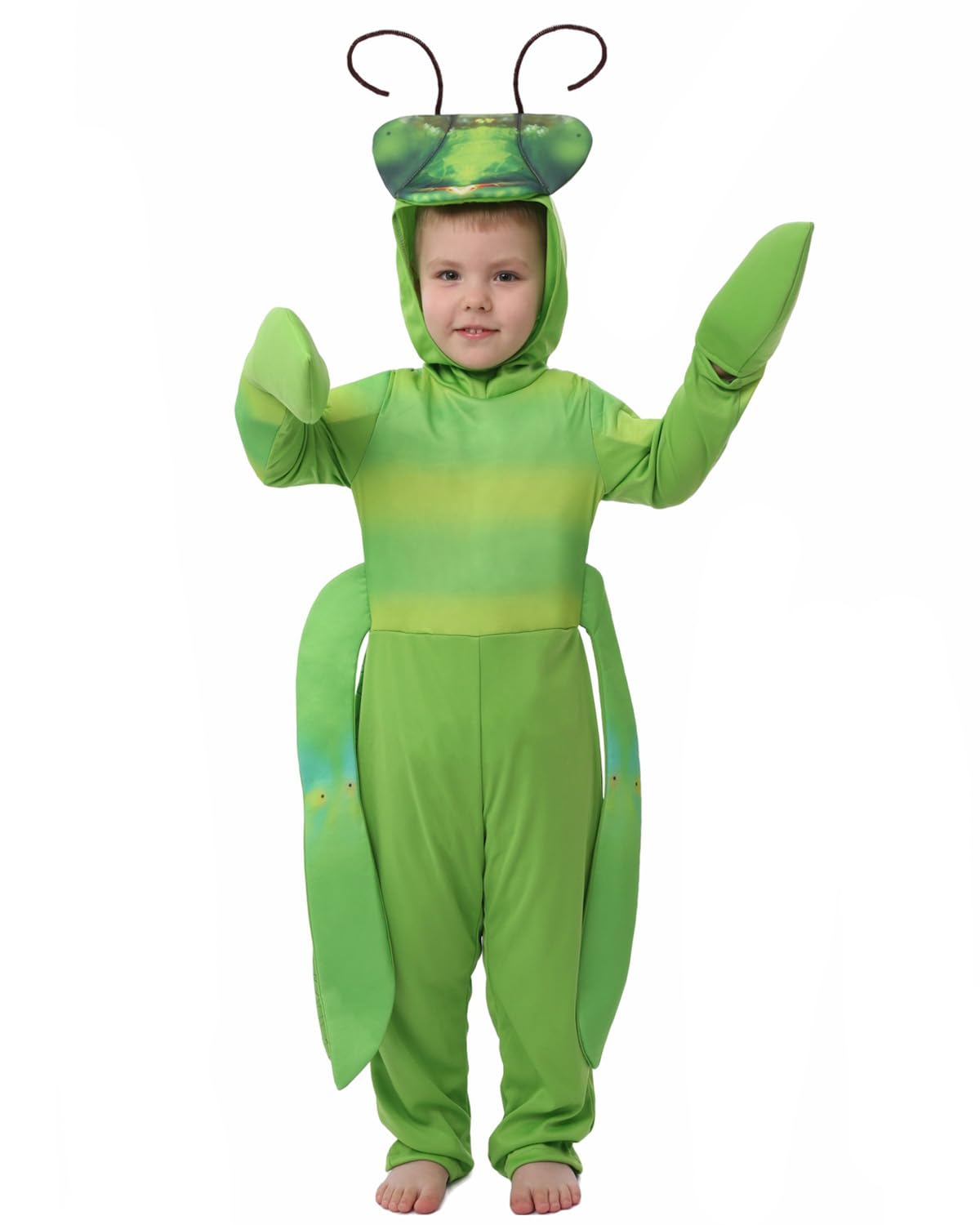 Koongso Kids Praying Mantis Halloween Costume, Green Mantis Grasshopper Cosplay Jumpsuit Insect Bug Fancy Dress for Boys Girls