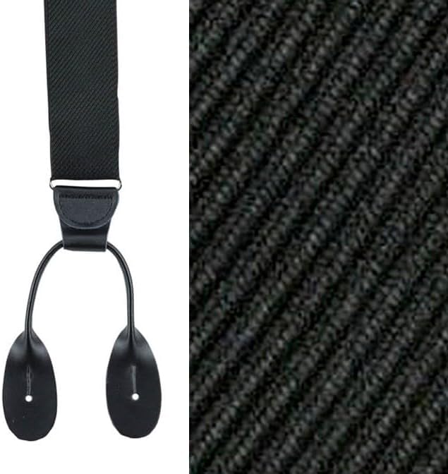 Image of HOLD'EM Tuxedo Suspenders Formal Black 100% Silk Made in USA Button Suspenders for Men Wedding Tux Suspenders for Men