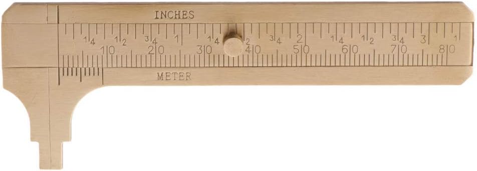 Mini Brass Pocket Ruler Handy Sliding Gauge Brass Vernier Caliper Ruler Measuring Tool Double Scales mm/inch : (80mm)