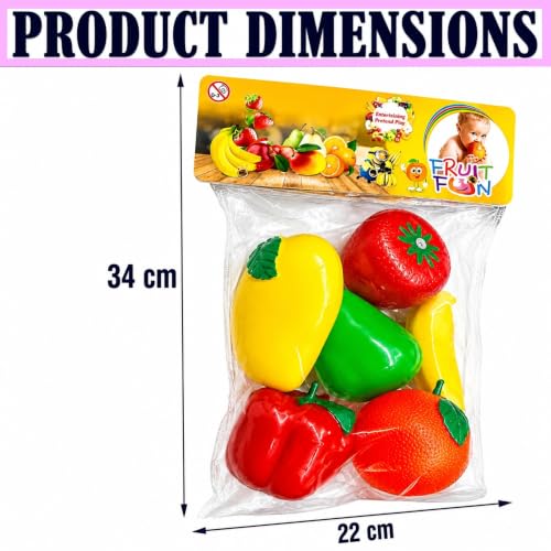 Image of SHAKTISM Pretend Play Plastic Fruits and Vegetables Toys for Kids, Kitchen Food Cooking Toy Set, PVC Material, Realistic Learning Playset for Boys and Girls (Fruit 6Pc Set)