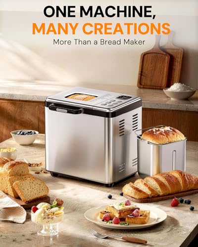 image for OSIPOTO Bread Maker, 2LB Stainless Steel Bread Machine, 17-in-1 Automa