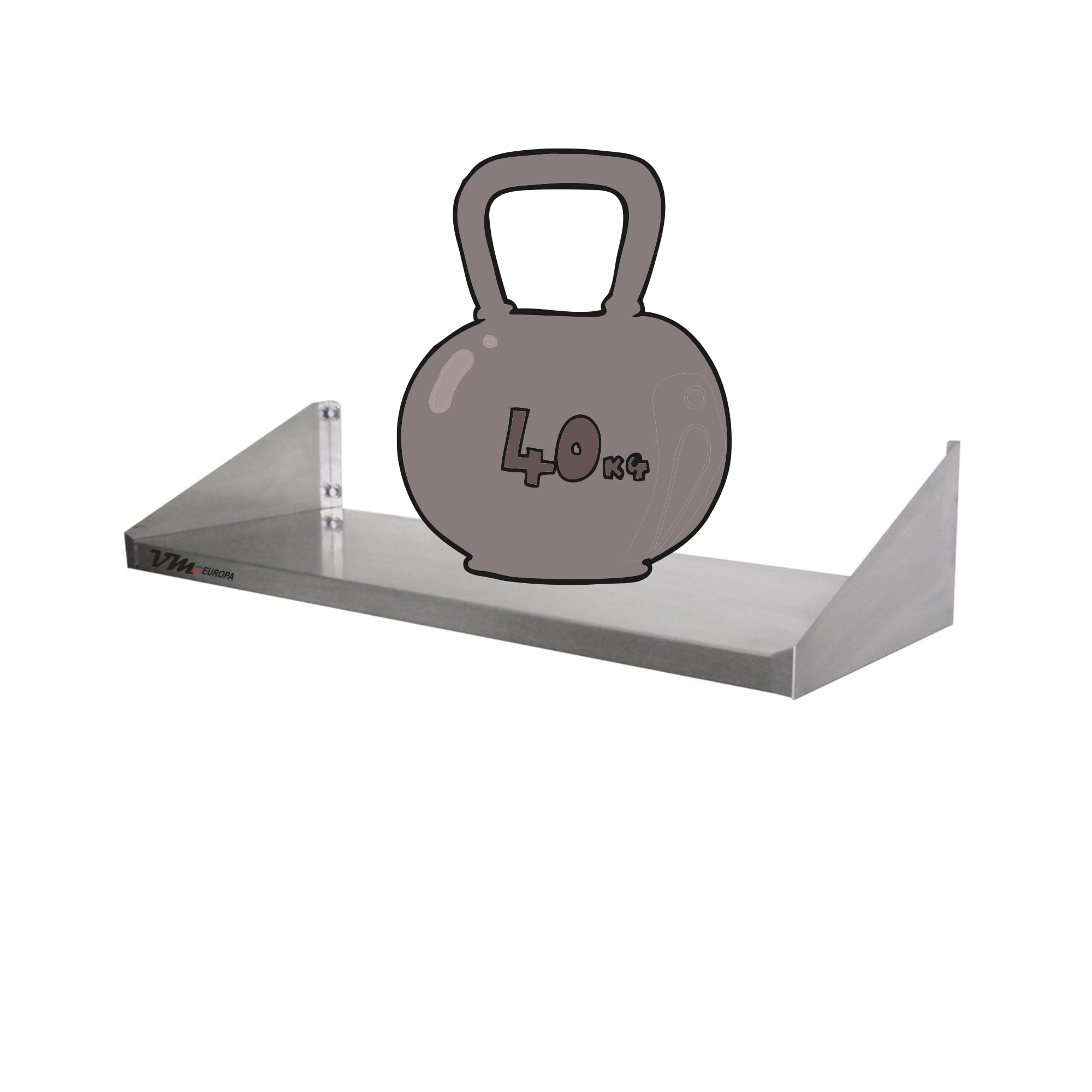 Mensola da parete in acciaio inox – Dimensioni 50 x 20 cm – Facile da montare – lega AISI 430 – Mensola da parete in acciaio inox – Mensola da parete in acciaio inox – Mensola da parete
