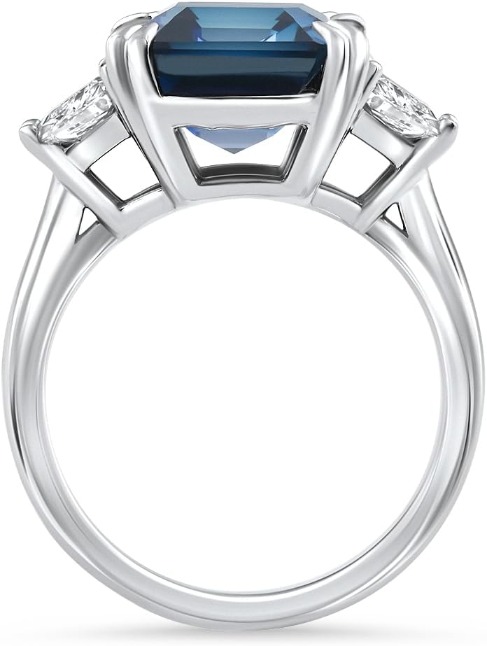 Pompeii 6Ct Blue Sapphire & Diamond Anniversary Engagement Ring 14k White Gold Lab Grown (E/F,VS1-VS2)