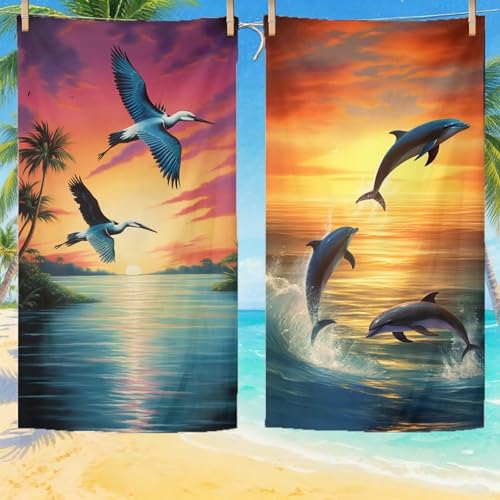 Toalla Playa 100x220 cm Toallas de Playa Microfibra ,Toallas Baño Grandes, Secado Rápido Absorbente Suave Sin Arena Compacta Beach Towel para vacaciones Picnic Piscina Esencial con Bolsa Animal Q-538