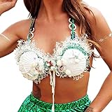 Zoestar Shell Crop Top Mermaid Costume Bra Top Rave Outfit Top Beach Seashell Chest Top Bikini Party Tops for Women and Girls (as1, Alpha, one_Size, Regular, Regular, Standard, Green)