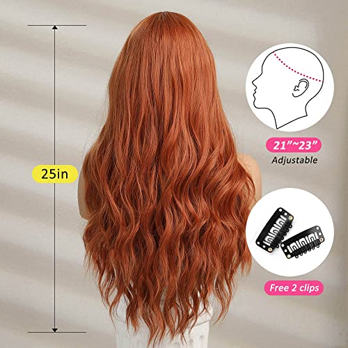 OUFEI Long Wavy Ginger Wigs for Women Natural Synthetic Hair Heat Resistant Wigs for Daily Party Cosplay Wear - Image 4