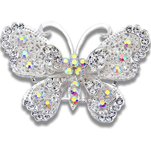 KARLOTA women girls large crystal safety butterfly brooches pins lady wedding bugs costume rainbow rhinestone broaches silver jewelry lot decorative insect broches pins