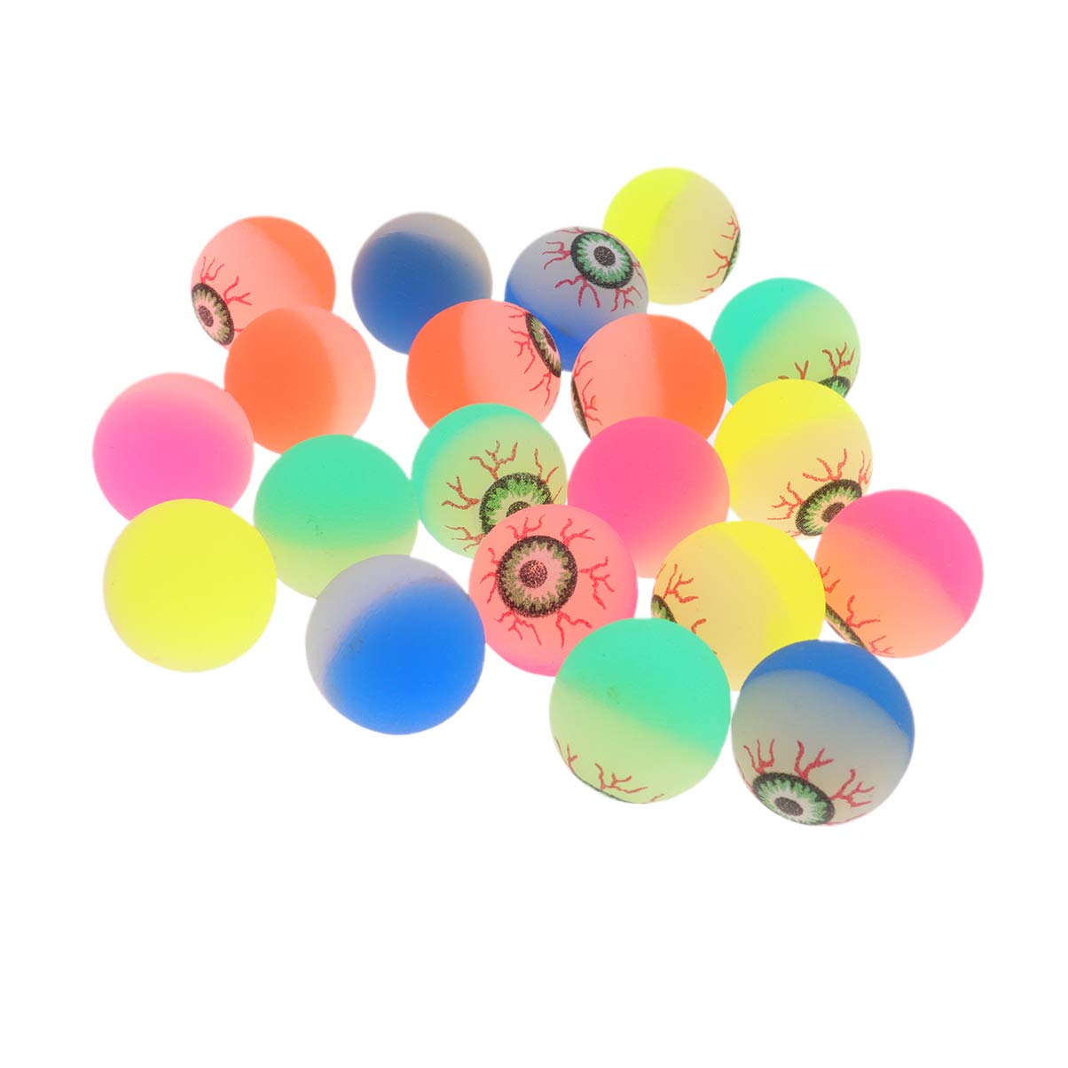 Tomaibaby Bouncy Balls, Scary and Realistic Rubber Glow-in-the-Dark Bouncy Ball Stress Balls Toys, Squishy Balls for Halloween Party Bag Fillers Trick Treating, 24PCS (Random Color)