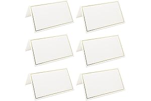 50 Pack Food Label Place Cards with Gold Foil Border