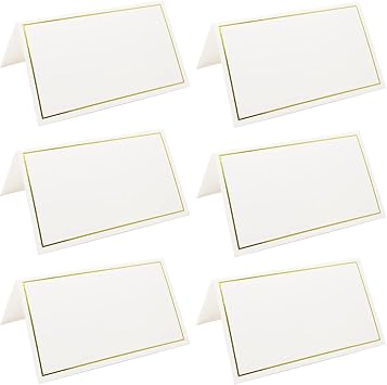 50 Pack Tent Cards with Gold Foil Border for Weddings, Banquets, Events, 2 x 3.5 Inches
