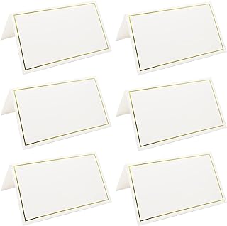 50 Pack Tent Cards with Gold Foil Border for Weddings, Banquets, Events, 2 x 3.5 Inches