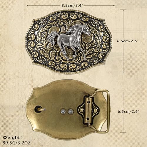 Image of SANSTHS Cowboy Belt Buckle, Western Belt Buckles for Men Women Texas Bull Rodeo Cowgirl Belt Buckle
