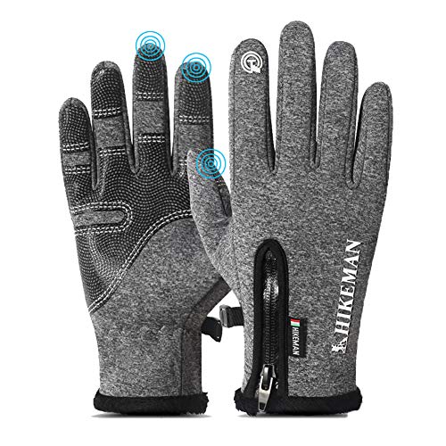 Bike Gloves Men with Touch Screen Fingers, Anti-slip Cycling Running Ski Gloves, Winter