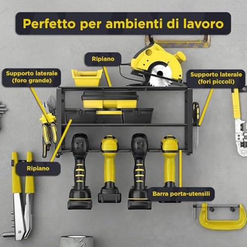 Scaffale Porta Attrezzi Da Officina Con Struttura Smontabile E Organizer Laterali - 3