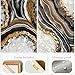 Set of 2 Framed Geode Wall Art 16x16 Inch Black White and Gold Abstract Canvas Prints Crystal Texture Stone Pattern Pictures for Bedroom Office Living Room Decor