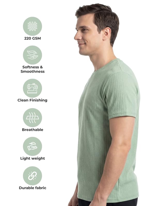 Image of Poly Cotton Frill Round Neck T-Shirt for Men | |