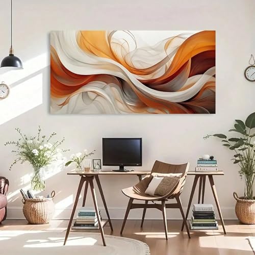 Décoration murale abstraite moderne impression sur toile beige 40x70 - 2
