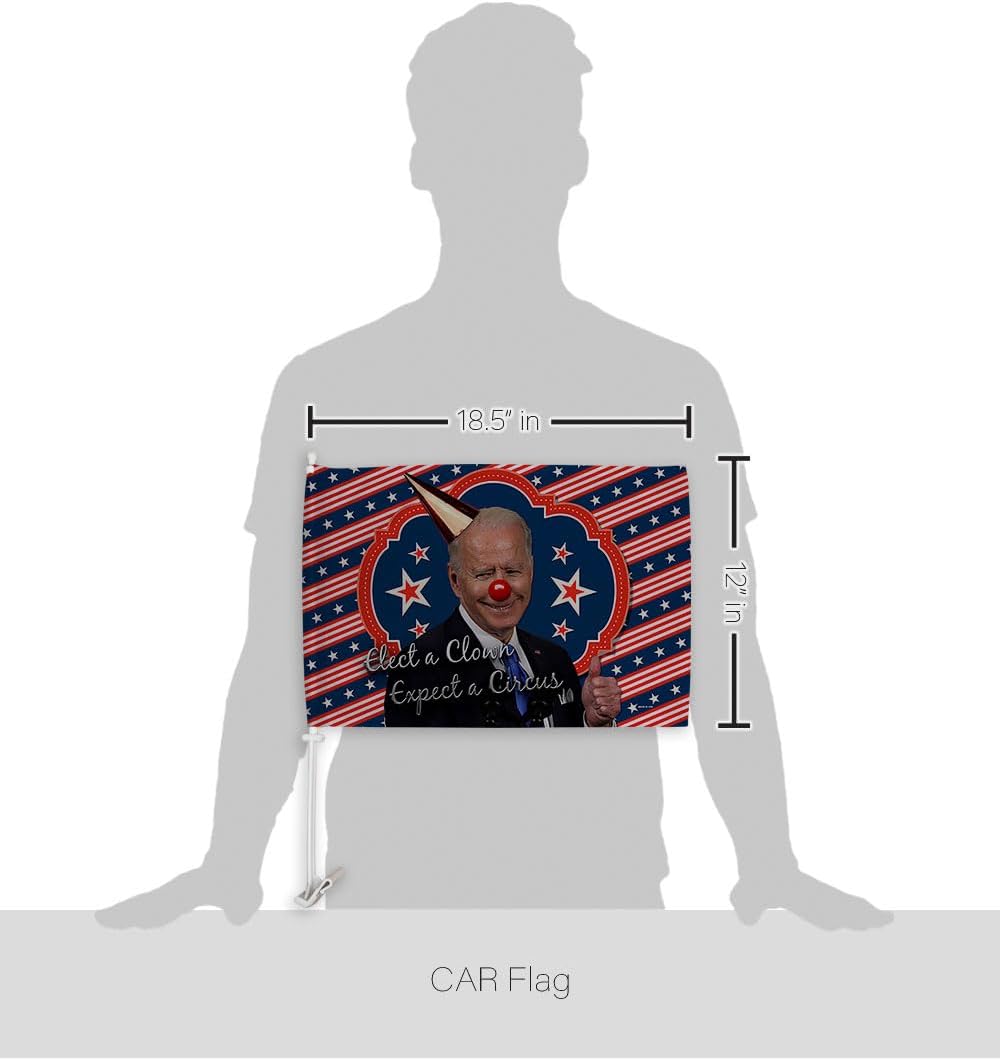 Trump Flag Joe Biden FJB Car Flag Funny Circus Clown Bandera para Carros 2024 President 45 47 Outdoor Banner Vehicle Auto Window Clip Decor Accessories for Him Made in USA
