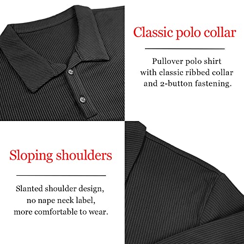 Muscle Cmdr Men's Slim Fit Muscle Polo Shirts Long&Short Sleeve Stretch Quick Dry Tee Casual Golf Athletic T-Shirts4