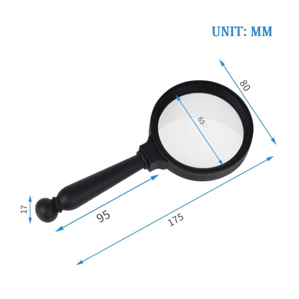 Vergrößerungsglas, 5-fach/10-fach, Handlupe mit optischer Linse, für Kinder, Studenten, ältere Menschen, Lesen von Büchern, experimentelle Forschung, schwarzes Handgerät