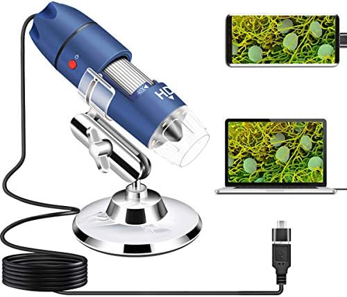 Cainda HD 2560x1440P 2K USB Microscope Camera for Android Windows 7 8 10 11 Linux Mac, 40X to 1000X Digital Microscope with Stand & Carrying Case, Portable Coin Microscope for Adults Kids Students