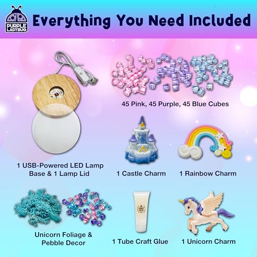 Build Your Own Unicorn Night Light Set - Glowing Craft Toys & Fun DIY Birthday Gifts - Make Your Own Kit for Girls - Unicorn Lamp Craft Kits for 10 Year Old Girls - 7 8 9 10 11 Year Old Girl Gifts - Image 2